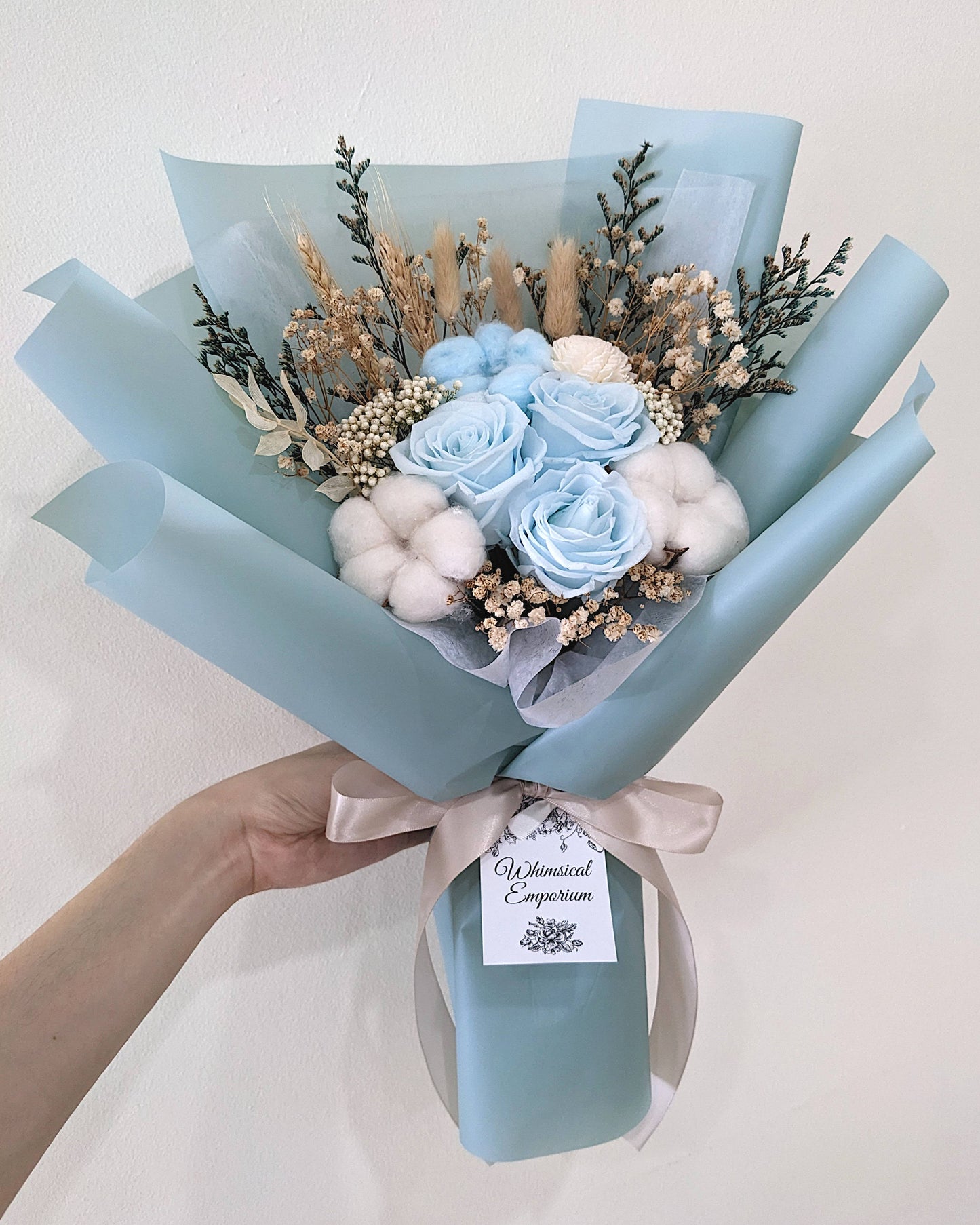 Blue Dried & Preserved Flower Bouquet, Singapore Florist