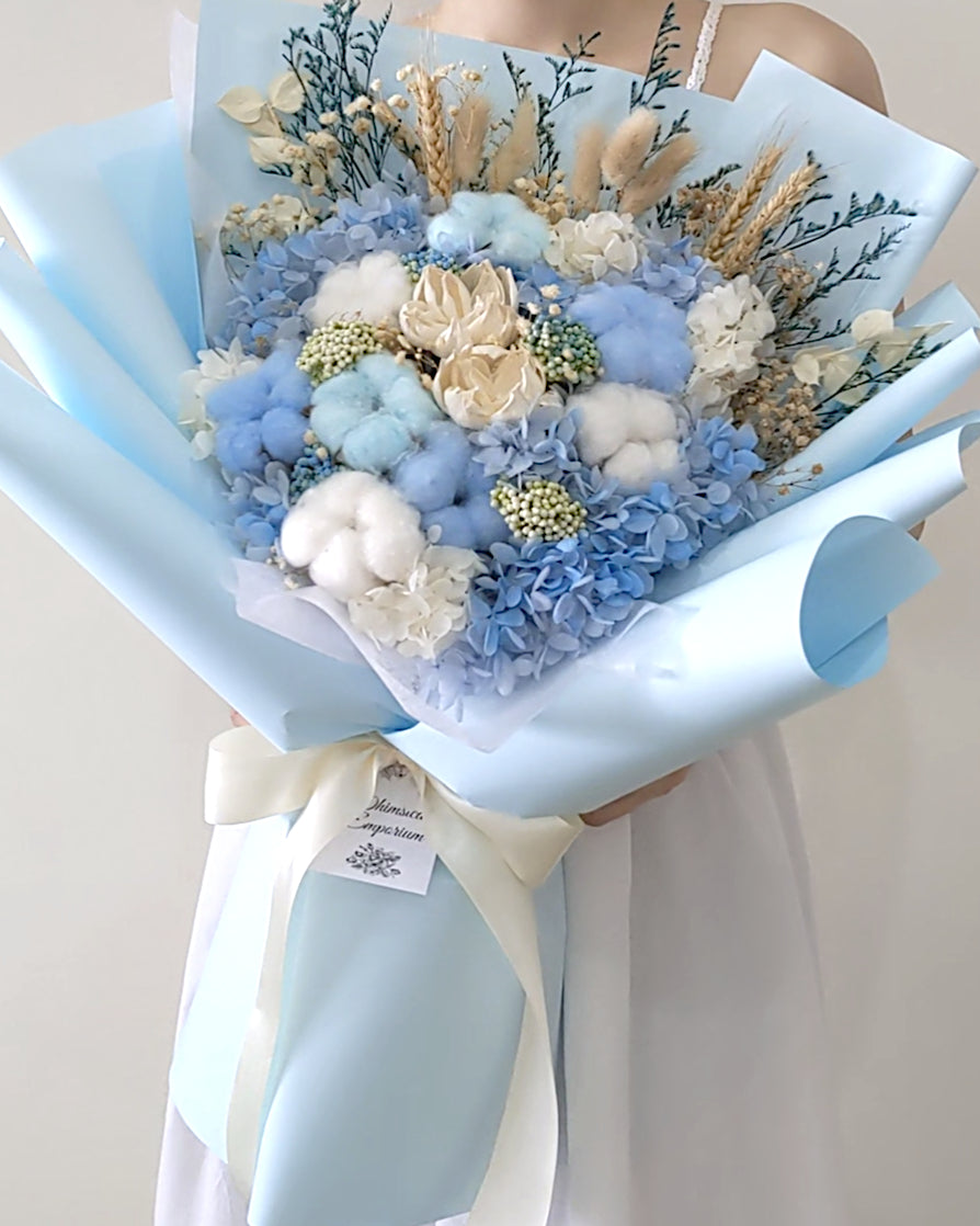Large Blue Preserved Hydrangea Bouquet
