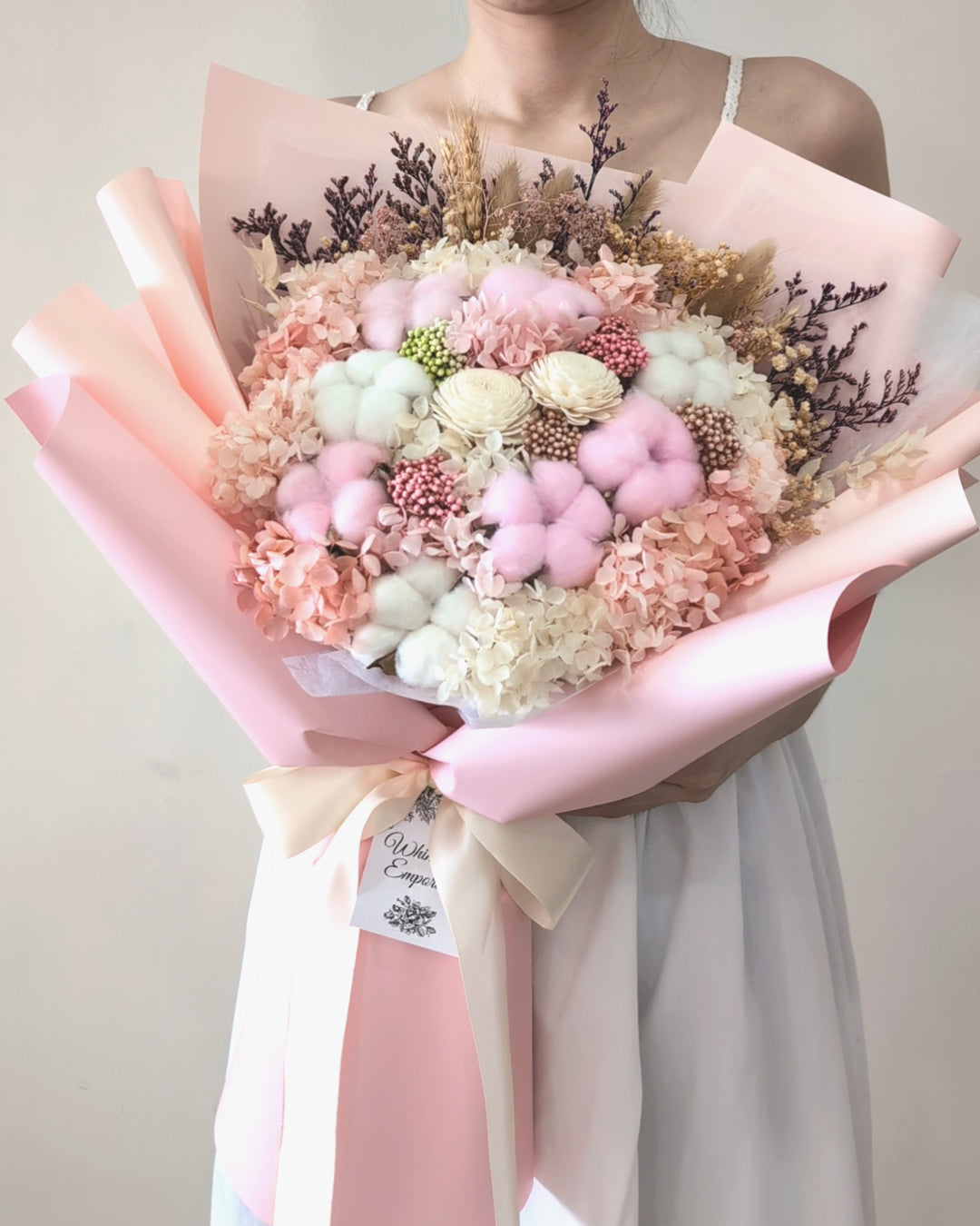 Large Pink Preserved Hydrangea Bouquet, Singapore Florist