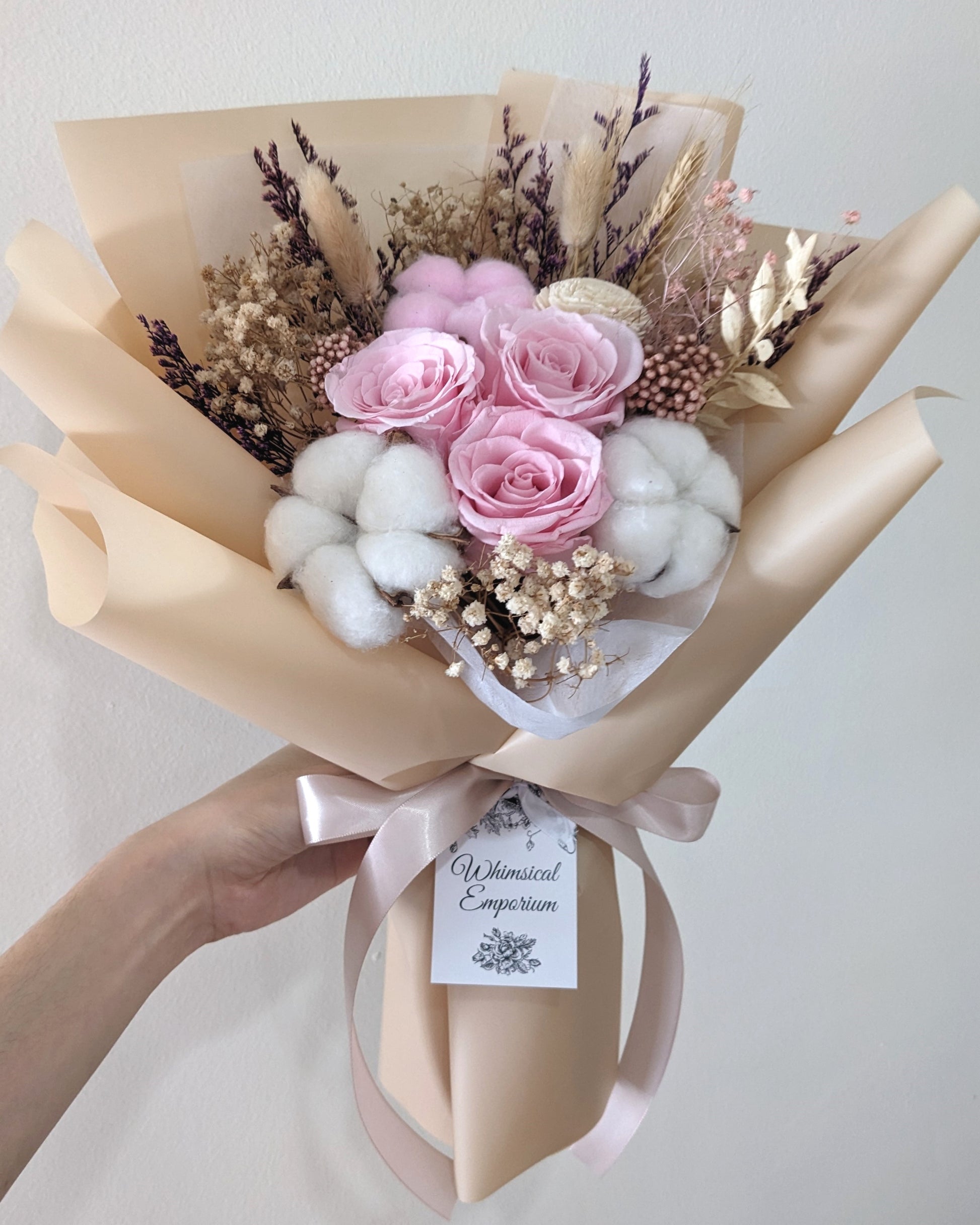 Pink Dried & Preserved Flowers Bouquet, Singapore Florist