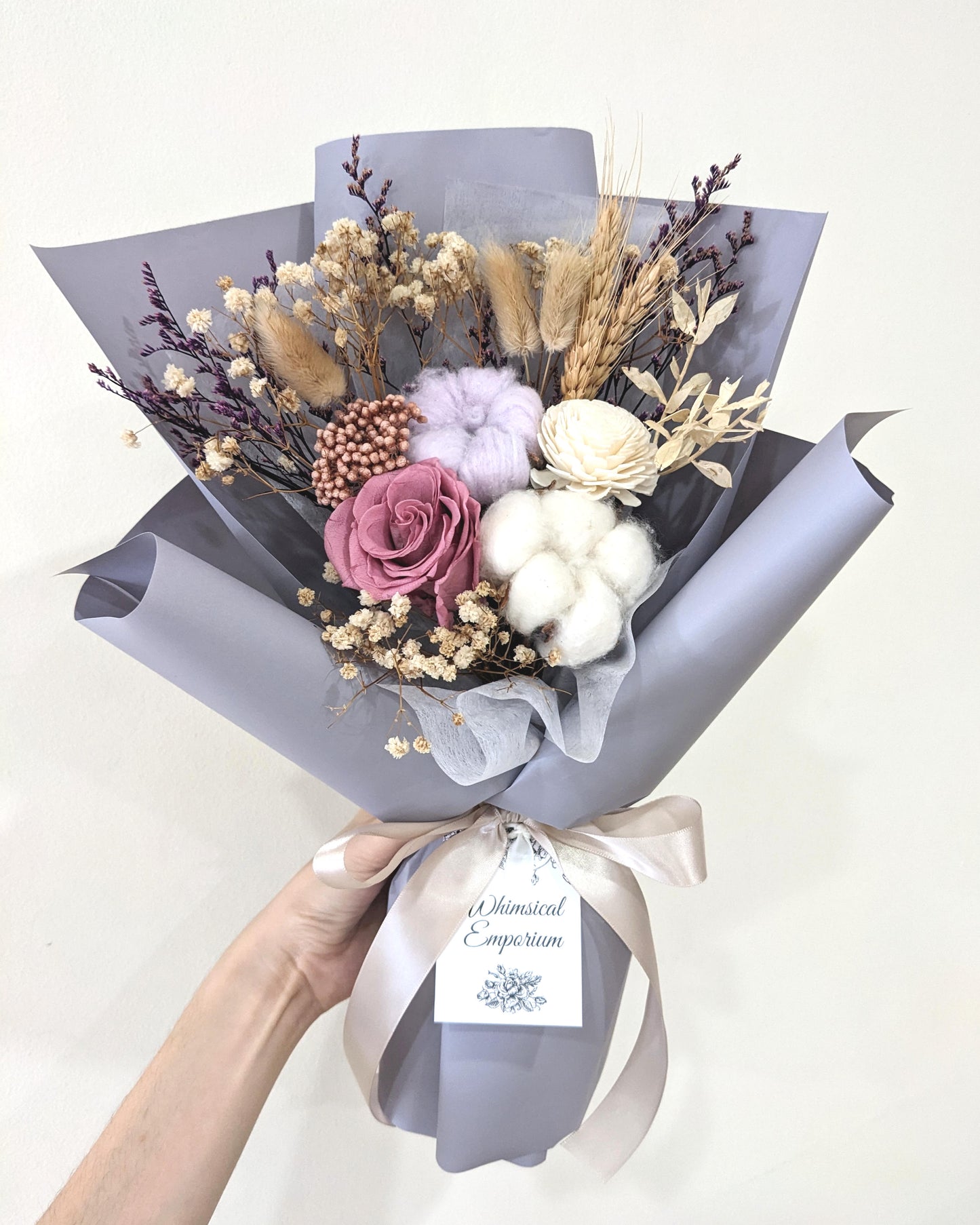 Valentine's-Purple Dried & Preserved Flowers Bouquet, Singapore Florist