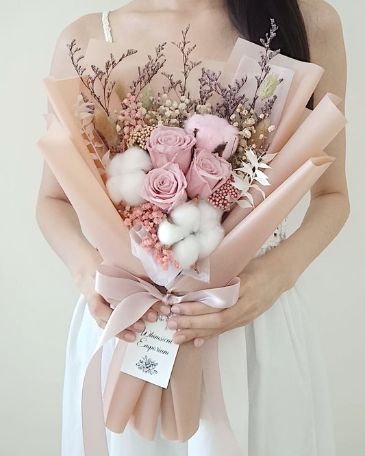 Pink Dried & Preserved Flowers Bouquet, Singapore Florist