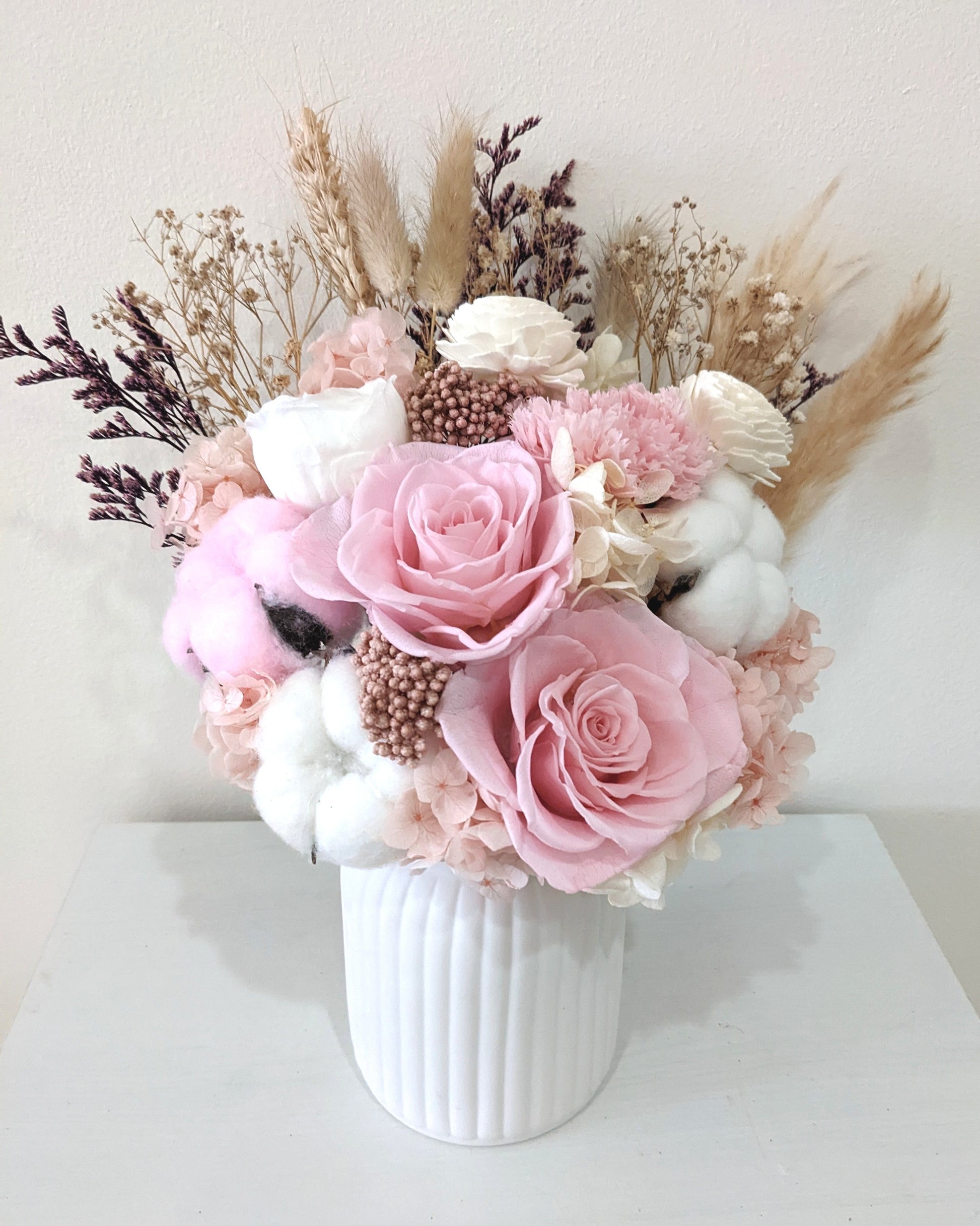 Pink Dried & Preserved Flower Jar, Singapore Florist